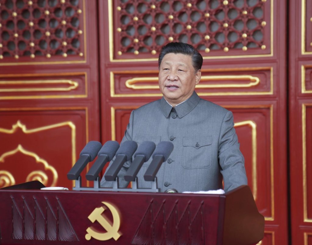 Xi Jinping bei seiner Rede zum 100. Gründungstag der KP China.