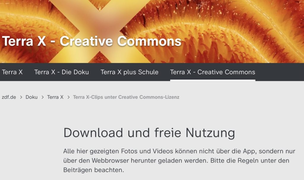 Screenshot Mediathek des ZDF: Zwei Millionen Klicks im Monat: ZDF-Angebote mit CC-Lizenz und Wikimedia