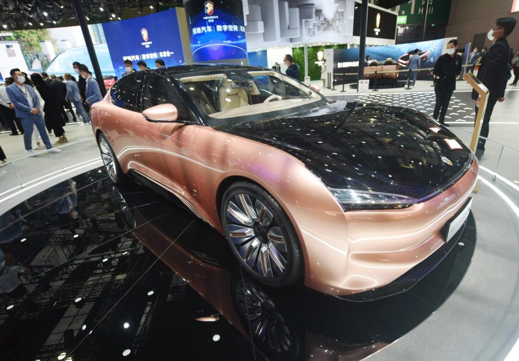 Der Hengchi 1 von Evergrande auf der Automesse in Shanghai. Mit Elektroautos versucht das Unternehmen, dem Konkurs zu entgehen.