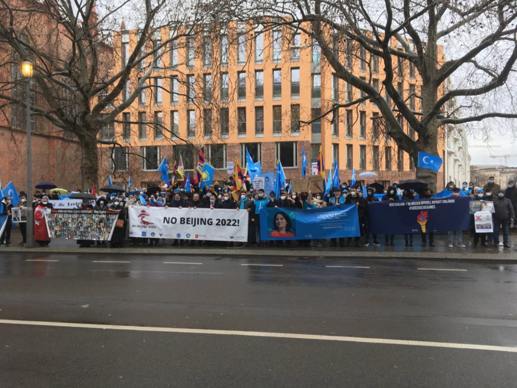 Protesters in Berlin called for an Olympic boycott.