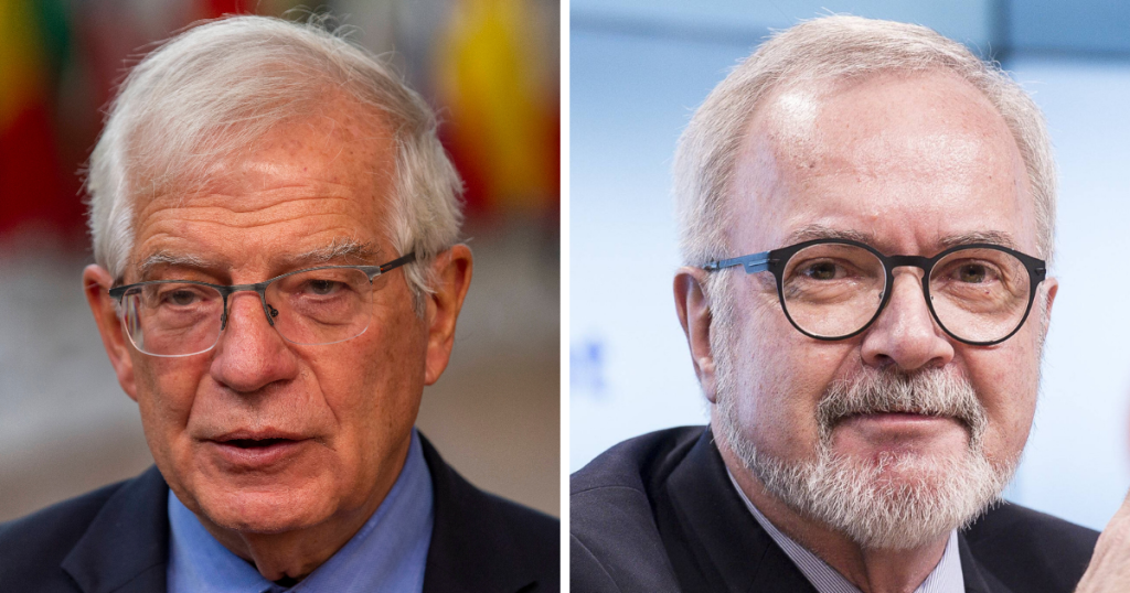 Josep Borrell (li.) ist Hoher Vertreter der EU für die Außen- und Sicherheitspolitik und Vizepräsident der Europäischen Kommission. Werner Hoyer (re.) ist Präsident der Europäischen Investitionsbank. Borrell und Hoyer schreiben über EU-Investitionen in erneuerbare Energien und der Abhängigkeit zu Russland. 