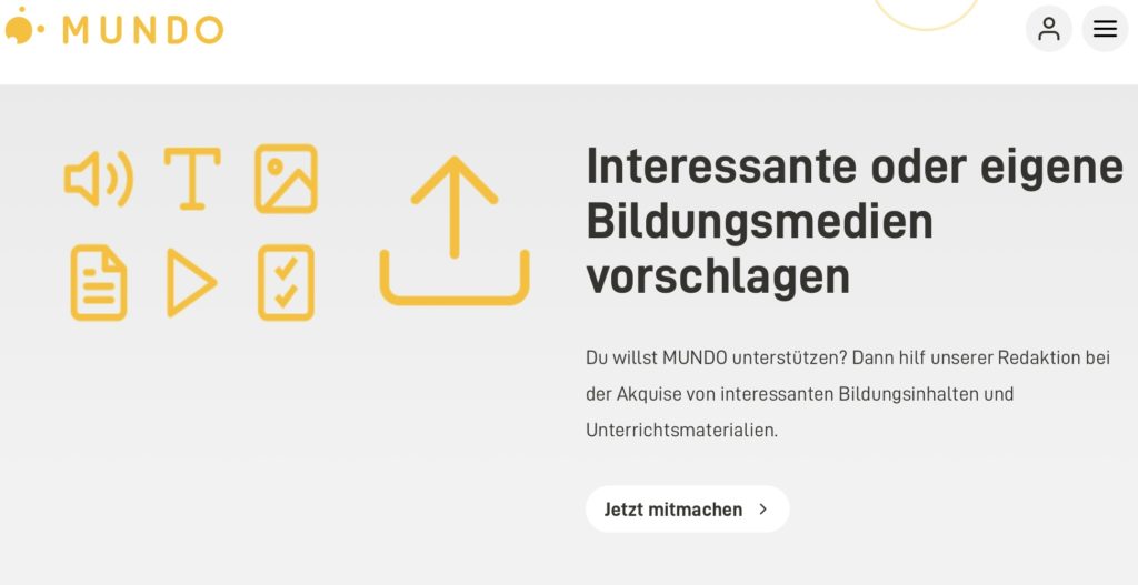 Man sieht einen Ausschnitt der Lernplattform Mundo: Sie ermöglicht es Lehrern Lernmaterial hochzuladen