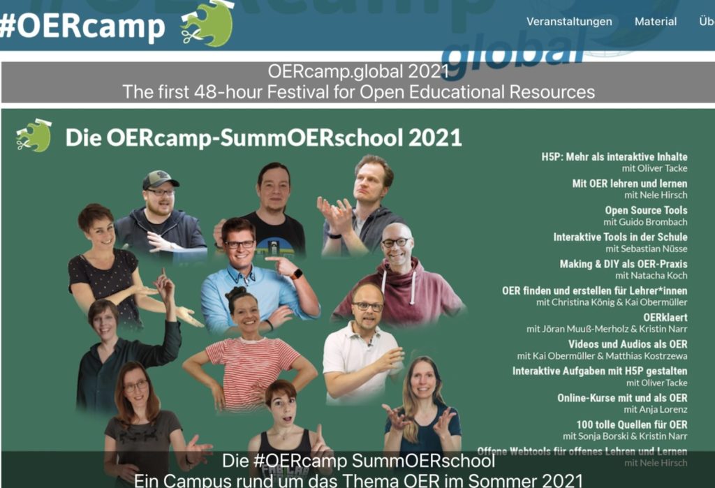 Ausschnitt einer Internetseite zum OER Camp des BMBF, Teil der OER-Strategie