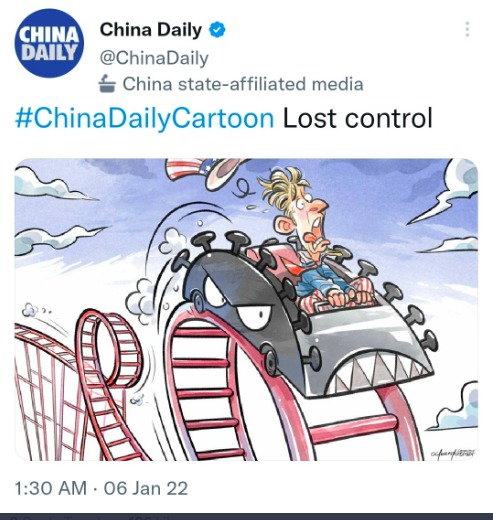 Karrikatur zu Covid: Chinas Wechsel in der Propaganda.