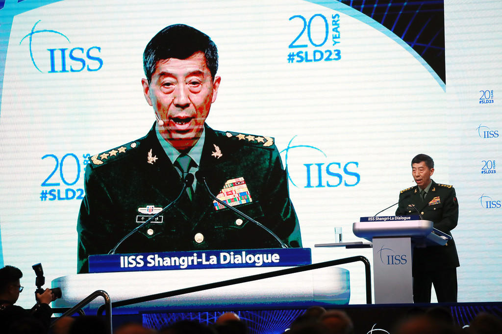 Deutliche Worte: Chinas Verteidigungsminister Li Shangfu beim Shangri-La Dialog in Singapur.