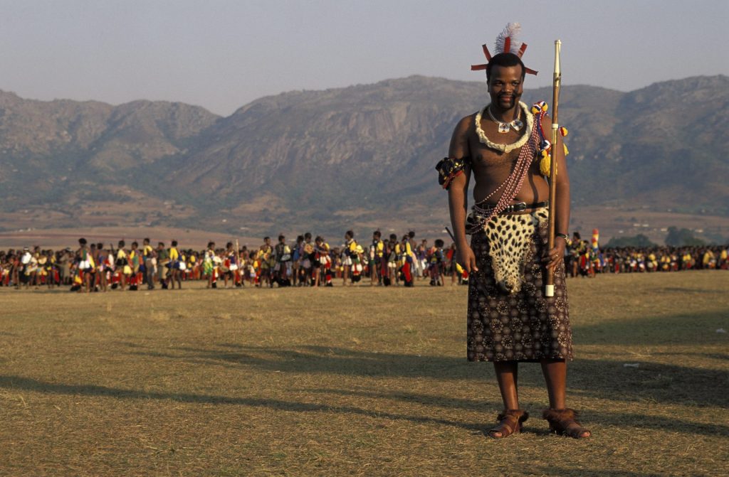 König Mswati III während der traditionellen Umhlanga-Zeremonie.