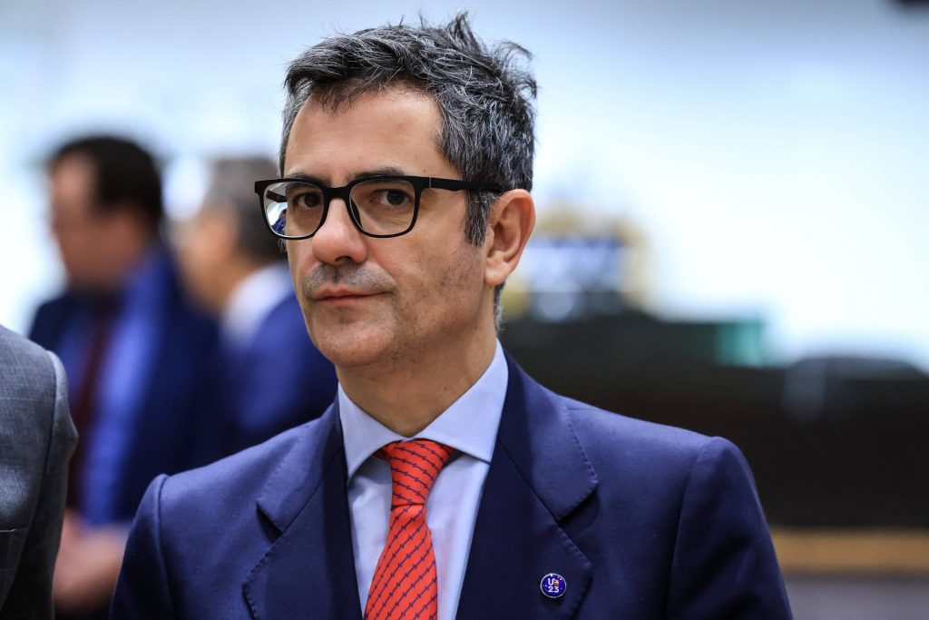 Spain s Minister of the Presidency, Justice and Relations with the Cortes, Felix Bolanos looks on during an European Justice Home Affairs Interior Ministers Council at the EU Council headquarters in Brussels, Belgium, on December 4, 2023. Brussels Belgium.