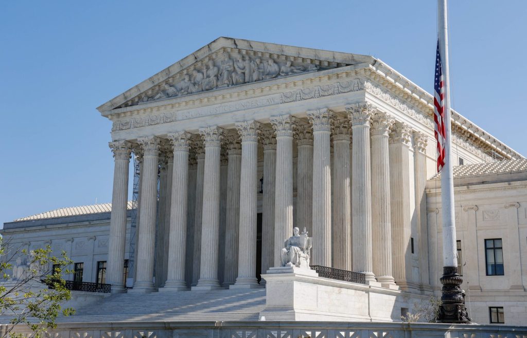 Exterior shot of the US Supreme Court Building on the opening day of its new term on September 2, 2023 in Washington D.C..