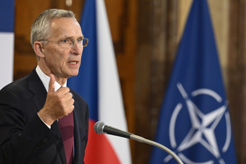 NATO Secretary General Jens Stoltenberg speaks during the public debate on 75 years of NATO, organised by Jagello 2000 organisation at the Czech Senate in Prague, Czech Republic, on May 30, 2024.