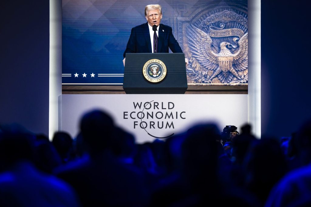 US-Präsident Donald J. Trump wurde online auf dem WEF zugeschaltet und hielt eine kurze Rede.