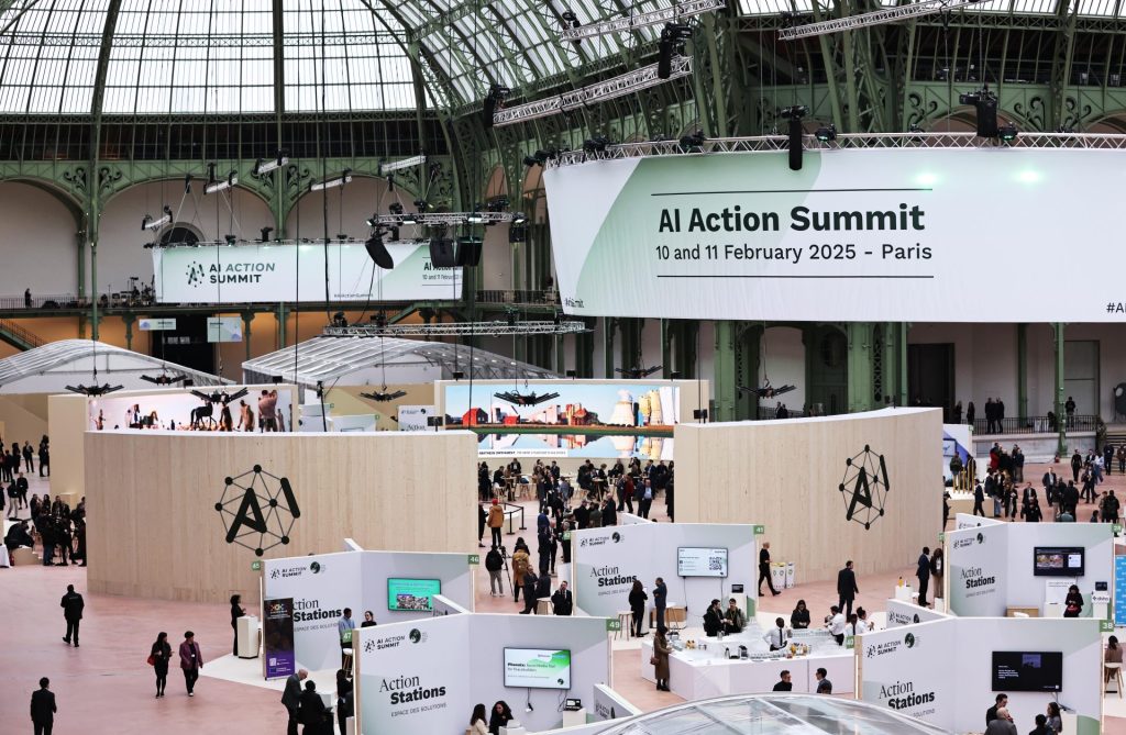 This photo taken on Feb. 10, 2025 shows the venue of the AI Action Summit held at the Grand Palais in Paris, France. The summit, which falls on Feb. 10 and 11, focuses on five major themes: Public Interest AI, Future of Work, Innovation and Culture, Trust in AI, and Global AI Governance.
