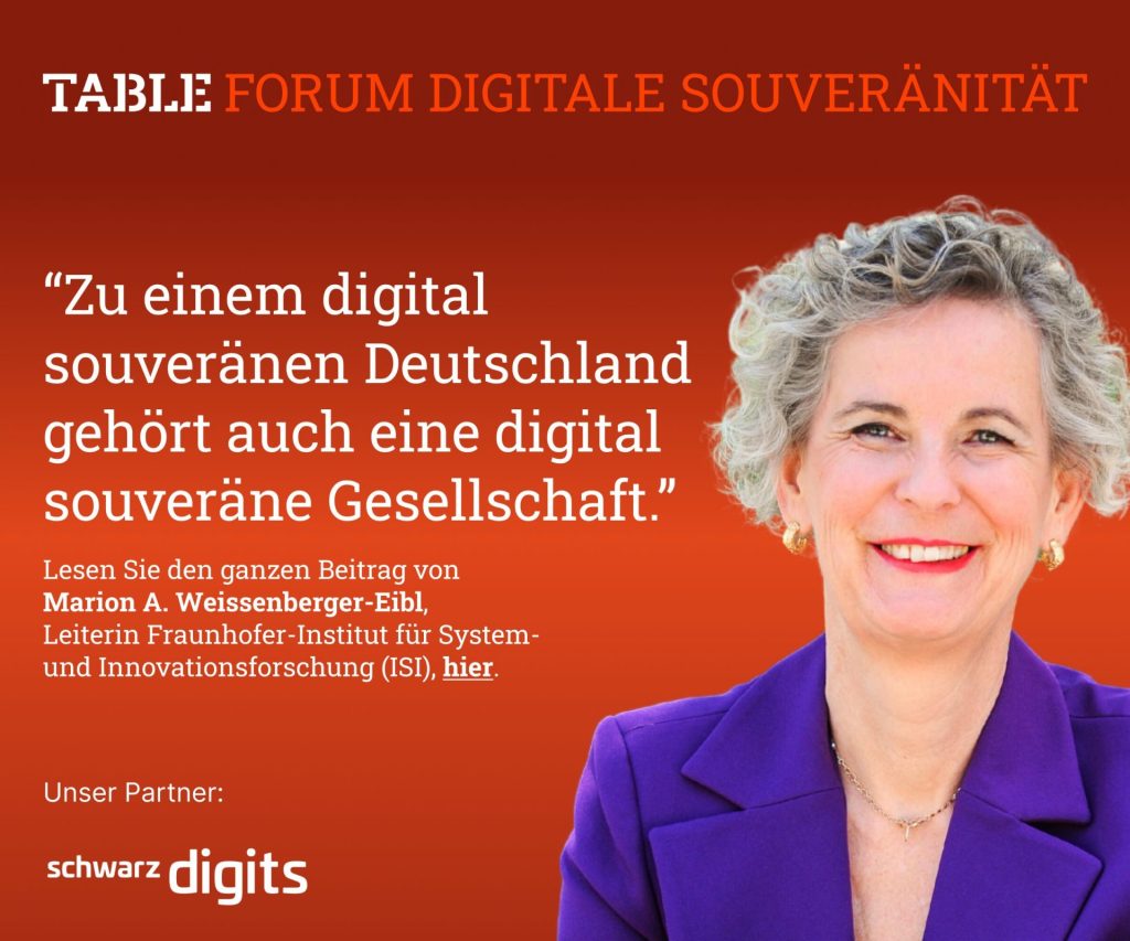 Zu einem digital souveränen Deutschland gehört auch eine digital souveräne Gesellschaft. Forum Digitale Souveränität. schwarz digits