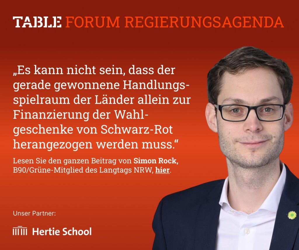 Table.Forum Regierungsagenda. Lesen Sie den ganzen Beitrag von Simon Rock hier.