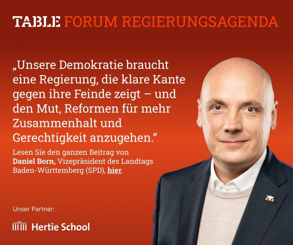 Table Forum Regierungsagenda. Lesen Sie den Beitrag von Daniel Born hier.