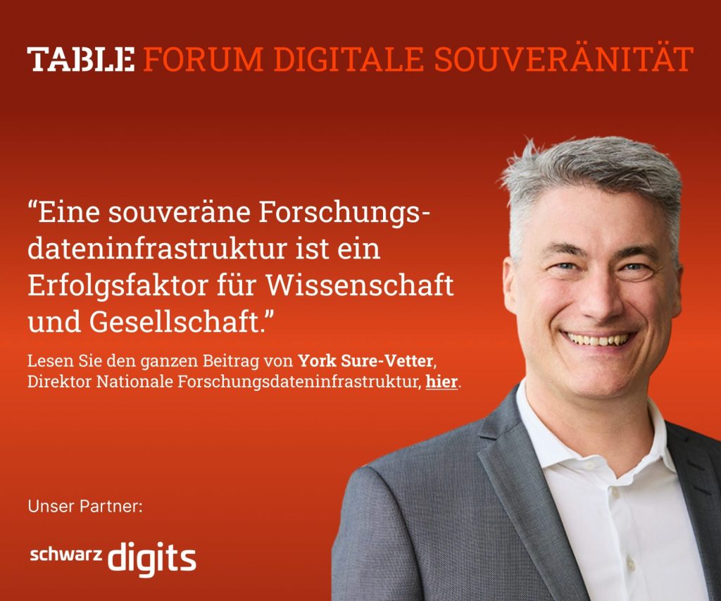 Table.Forum Digitale Souveränität. Lesen Sie den Beitrag von York Sure-Vetter hier. schwarz digits