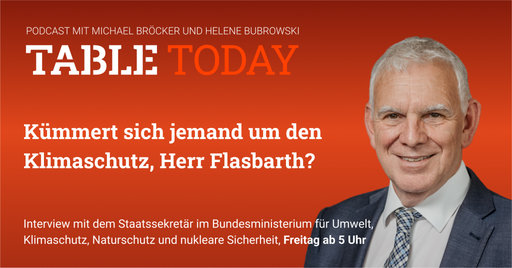 Table.Today: Kümmert sich jemand um den Klimaschutz, Herr Flasbarth? Interview mit dem Staatssekretär im Bundesumweltministerium.