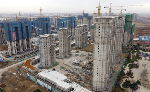 SUIHUA, CHINA - OCTOBER 18: A construction site of Evergrande cultural tourism city project is pictured on October 18, 2