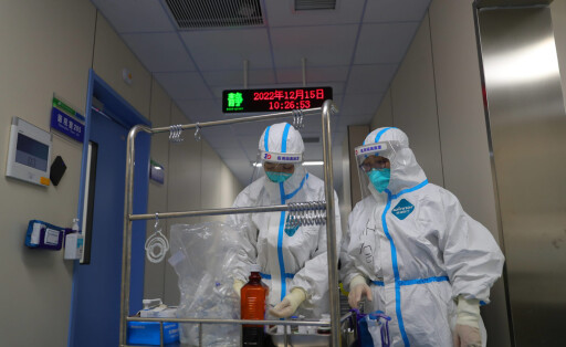 221217 -- SHENYANG, Dec. 17, 2022 -- Medical workers work at a fever clinic at Shengjing Hospital of China Medical University in Shenyang, northeast China s Liaoning Province, Dec. 15, 2022. China is continuing its optimization of COVID-19 epidemic prevention and control measures as it shifts the focus of its response strategy from curbing new infections to preventing and treating severe cases. The fever clinic of the hospital is trying its best to ensure the treatment of patients with acute and severe symptoms. CHINA-LIAONING-SHENYANG-FEVER CLINIC CN YangxQing PUBLICATIONxNOTxINxCHN