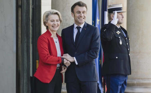 Emmanuel Macron recoit Ursula Von Der Leyen pour un dejeuner de travail en preparation de leur visite d Etat en Chine, Palais de l Elysee, Paris, France, le 03/04/2023. Emmanuel Macron receives Ursula Von Der Leyen for a working lunch in preparation for their state visit to China, Palais de l Elysee, Paris 290393 2023-04-03 Ile de France Paris France Von Der Leyen, Ursula Macron, Emmanuel PUBLICATIONxINxGERxAUTxONLY Copyright: xThierryxStefanopoulos/MPPx STAR_290393_012