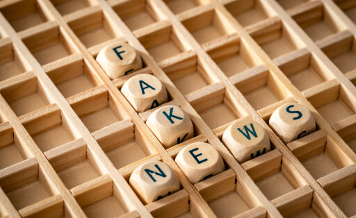 7 March 2023: Wooden cube with the inscription: Fake and News. Symbol image Fakenews *** Holzwürfel mit der Aufschrift: Fake und News. Symbolbild Fakenews