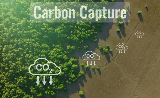 Carbon capture concept. Natural carbon sinks. Mangrove trees capture CO2 from the atmosphere. Aerial view of green mangr