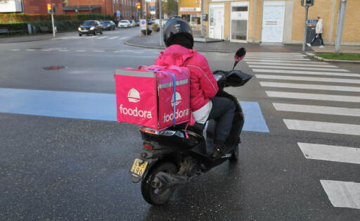 Copenhagen, Denmark /08 November 2023/. Foodora delivery biker and scooter male in danish capital. Photo.Francis Joseph Dean/Dean Pictures