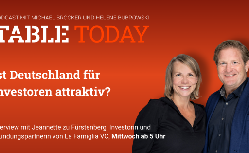 Table.Today mit Jeannette zu Fürstenberg. "Ist Deutschland für Investoren attraktiv?"