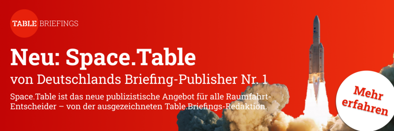 Neu: Space.Table von Deutschlands Briefing-Publisher Nr. 1. Mehr erfahren!