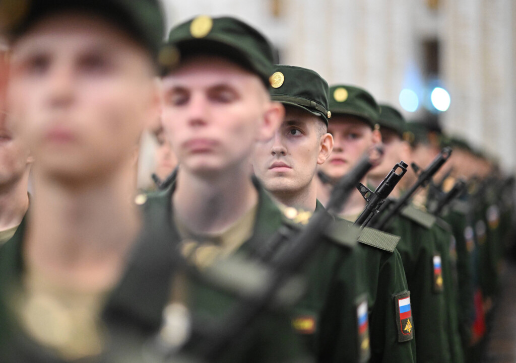 August 2023: junge russische Rekruten in Moskau.
