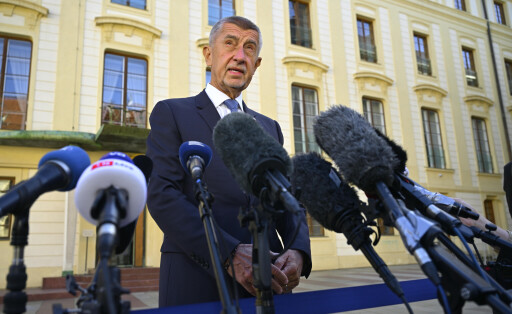 ANO Chairman Andrej Babis speaks to journalists at Prague Castle after a post-election meeting with President Petr Pavel, as President started post-election consultations with heads of parties that entered lower house, meeting winning ANO chairman as the first, October 5, 2025. (CTK Photo/Katerina Sulova)