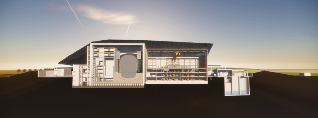 Animation eines geplanten Kleinreaktors von Rolls-Royce SMR.