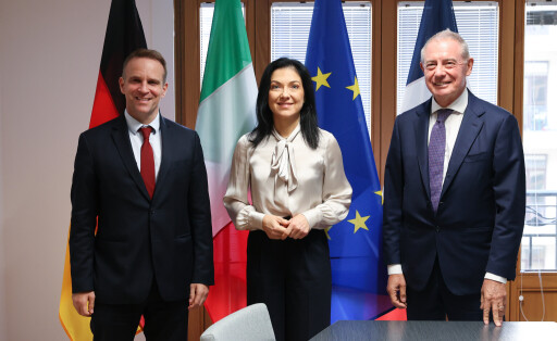 From left to right: Marc FERRACCI (Minister with responsibility for Industry and Energy, attached to the Minister for Economic Affairs, Finance, and Industrial and Digital Sovereignty, France), Katherina REICHE (Federal Minister for Economic Affairs and Energy, Germany), Adolfo URSO (Minister for Enterprises and Made in Italy, Italy)