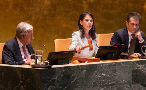 NY: General Assembly Eightieth session, 1st plenary meeting Annalena Baerbock, President of the eightieth session of the General Assembly presides over first assembly 80th session meeting at UN Headquarters in New York, NY on September 9, 2025. New York New York United States Copyright: LevxRadin