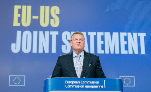 EU-Handelskommissar Maroš Šefčovič bei der Präsentation des EU-US Joint Statement