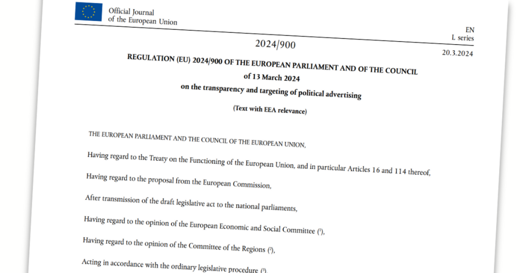 Directive for political advertising
