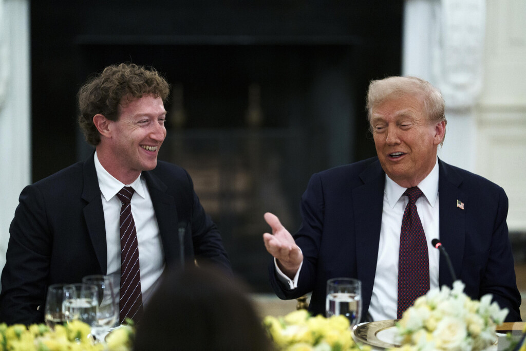 US President Donald Trump (R) and Meta CEO Mark Zuckerberg (L) during a dinner with US tech leaders at the White House, Washington, DC, USA, 04 September 2025.