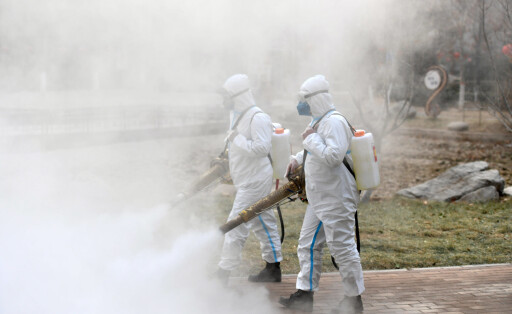 Straßen und Parks in Shijiazhuang werden desinfiziert