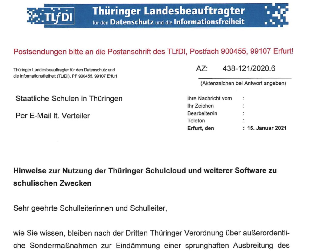 Thüringer Datenschutzbeauftragter über Whitelist Microsoft Mundo