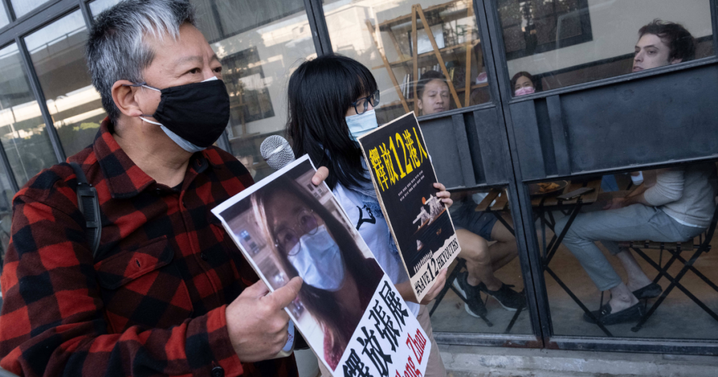Aktivisten in Hongkong protestieren für die Freilassung von Zhang Zhan