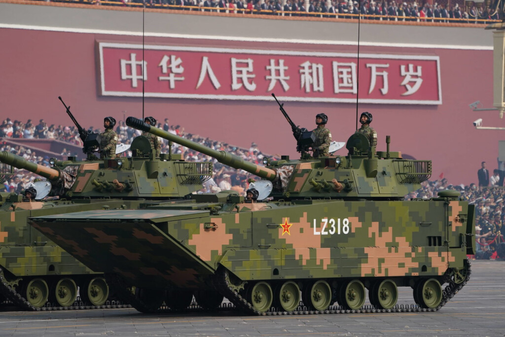 BEIJING, CHINA - OCTOBER 01: Military vehicles march during a parade to celebrate the 70th anniversary of the founding of the People s Republic of China on October 1, 2019 in Beijing, China. PUBLICATIONxINxGERxSUIxAUTxHUNxONLY Copyright: xVCGx CFP111252085757