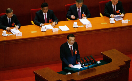 BEIJING, CHINA - MARCH 5, 2022: China s Premier Li Keqiang front delivers his report during an annual meeting of the Chinese National People s Congress at the Great Hall of the People in Tiananmen Square. The meeting set to last until March 11, Chinese lawmakers will receive Premier Keqiang s regular report to sum up the past year as well as outline 2022 for the government and approve the budget. Artyom Ivanov/TASS PUBLICATIONxINxGERxAUTxONLY TS126928