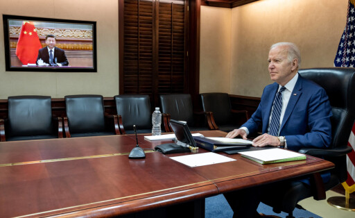 US-Präsident Joe Biden bei seinem Videogipfel mit Xi Jinping am Freitag