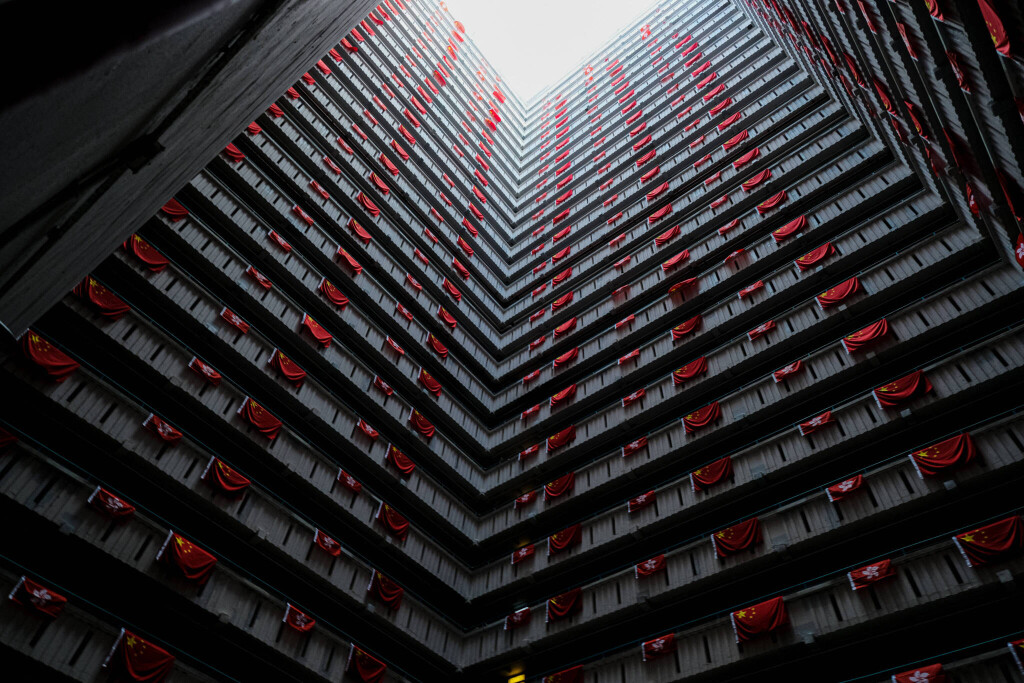 June 26, 2022, Hong Kong, China: Hundreds of flags of the People s Republic of China and Hong Kong SAR decorate a public housing building. On July 1st, 2022 the city will mark the 25th Anniversary of the establishment of the Hong Kong Special Administrative Region HKSAR of the People s Republic of China. Hong Kong China - ZUMAt141 20220626_zap_t141_004 Copyright: xKeithxTsujix