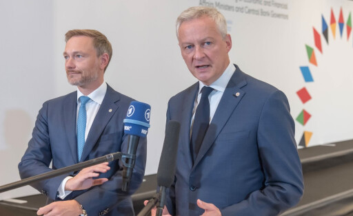 German finance minster Christian Lindner (L) and French minister for the economy, finance and industrial and digital sovereignty Bruno Le Maire (R) speak to the media before the beginning of the Informal Meeting of European Union Economic and Financial Affairs Ministers. The main discussed topic of the meeting was fiscal policy, fiscal sustainability, direct taxation within European Union and financial help to the Ukraine. Prague Czech Republic - ZUMAs197 20220909_zaa_s197_347 Copyright: xTomasxTkacikx