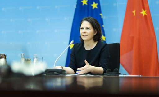 Annalena Baerbock, Bundesaussenministerin, aufgenommen im Rahmen eines virtuellen Treffens mit Wang Yi nicht im Bild, Aussenminister von China, in Berlin, 20.01.2022. Berlin Deutschland *** Annalena Baerbock, German Foreign Minister, photographed during a virtual meeting with Wang Yi not in picture , Foreign Minister of China, in Berlin, 20 01 2022 Berlin Germany Copyright: xFlorianxGaertnerx
