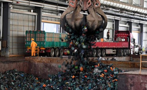 (210719) -- HEFEI, July 19, 2021 -- Waste batteries are pooled for recycling at Tianying technology park in Jieshou, eas