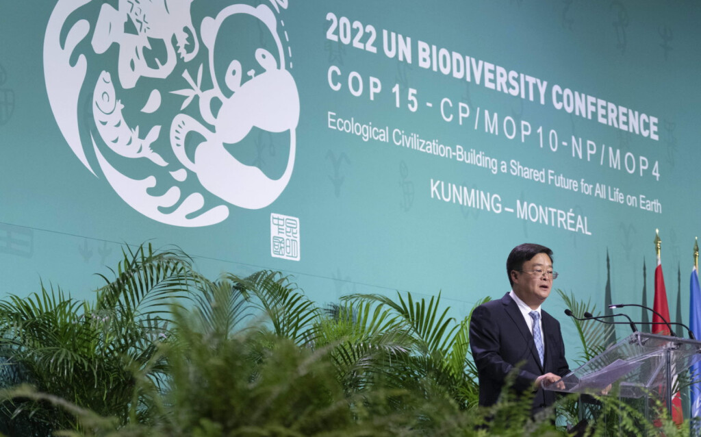 December 6, 2022, Montreal, PQ, Canada: Huang Runqiu, Minister of Ecology and Environment of China, delivers remarks during the opening ceremony of the COP15 UN conference on biodiversity in Montreal, on Tuesday, December 6, 2022. Montreal Canada PUBLICATIONxINxGERxSUIxAUTxONLY - ZUMAc35_ 20221206_zaf_c35_128 Copyright: xPaulxChiassonx