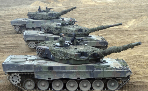 Leopard 2A4 main battle tanks of the Polish Army on the Zagan Training area during Exercise Black Ea