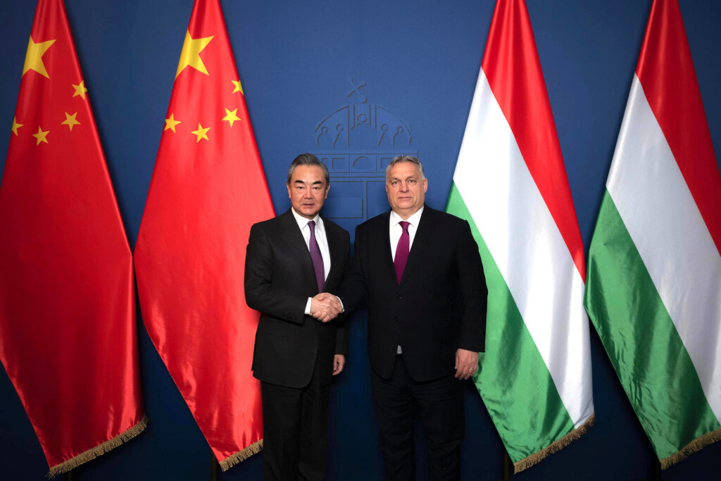 230220 -- BUDAPEST, Feb. 20, 2023 -- Hungary s Prime Minister Viktor Orban meets with Wang Yi, a member of the Political Bureau of the Communist Party of China CPC Central Committee and director of the Office of the Foreign Affairs Commission of the CPC Central Committee, in Budapest, Hungary, Feb. 19, 2023. Hungarian Prime Minister s Office/Handout via HUNGARY-BUDAPEST-PM-WANG YI-MEETING Xinhua PUBLICATIONxNOTxINxCHN