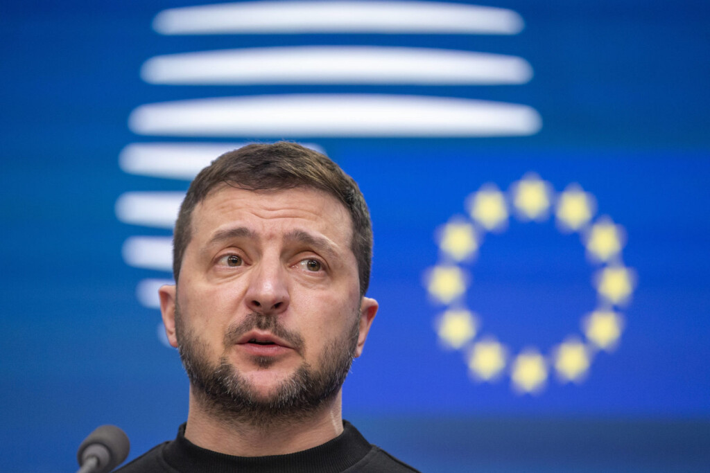 Der ukrainische Präsident Wolodymyr Selenskyj beim EU-Sondergipfel in Brussels.